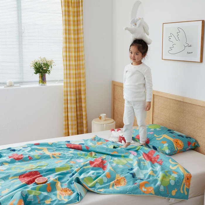 91家纺网 家纺一手货源 找家纺 丽笙 2021新款60SA类长绒棉驱蚊儿童夏被 海底世界