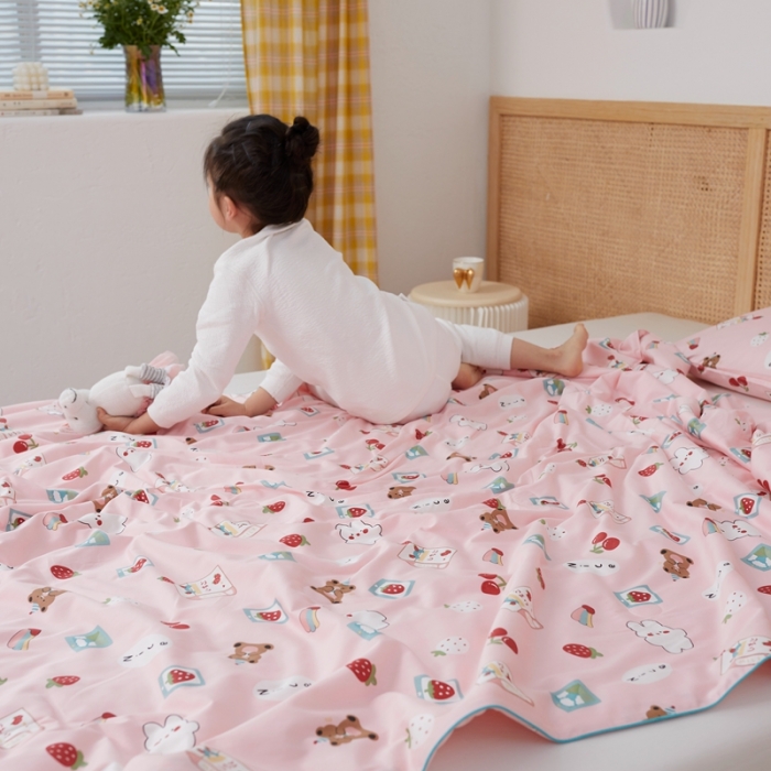 91家纺网 家纺一手货源 找家纺 丽笙 2021新款60SA类长绒棉驱蚊儿童夏被 美好童年