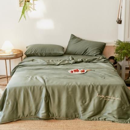 91家纺网 家纺一手货源 找家纺 （总）丽笙 2021新款60兰精天丝素色刺绣系列夏被