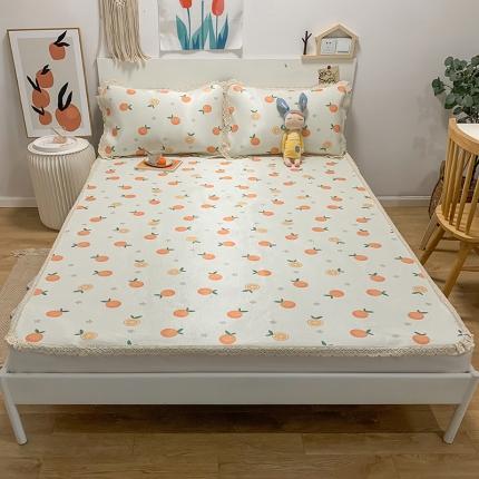 91家纺网 家纺一手货源 找家纺 慕尚家纺 2025新款小碎花款凉席（一图） 夏日橙恋