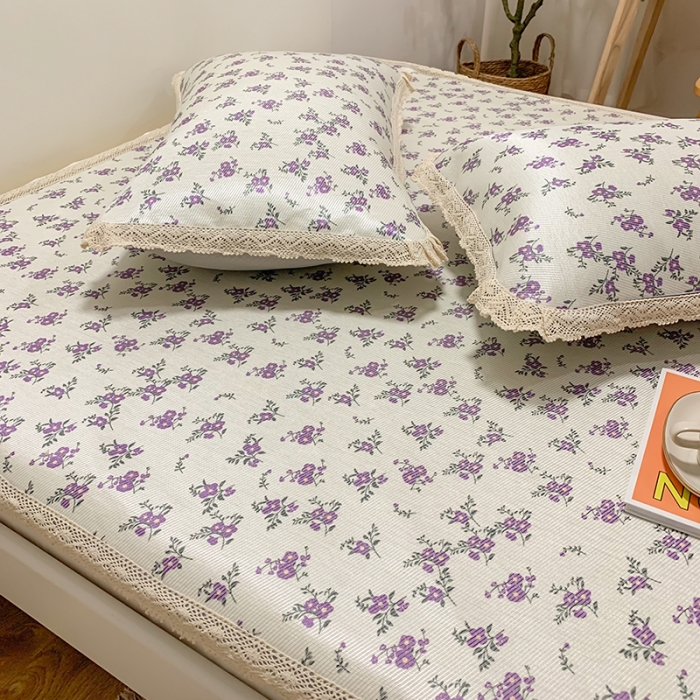 91家纺网 家纺一手货源 找家纺 慕尚家纺 2025新款小碎花款凉席（一图） 温情紫花