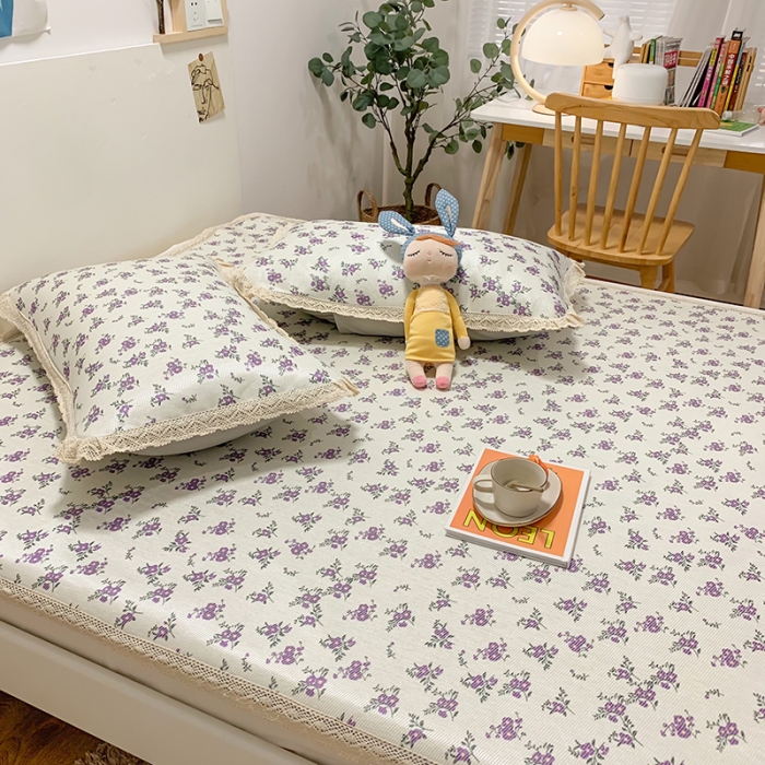 91家纺网 家纺一手货源 找家纺 慕尚家纺 2025新款小碎花款凉席（一图） 温情紫花