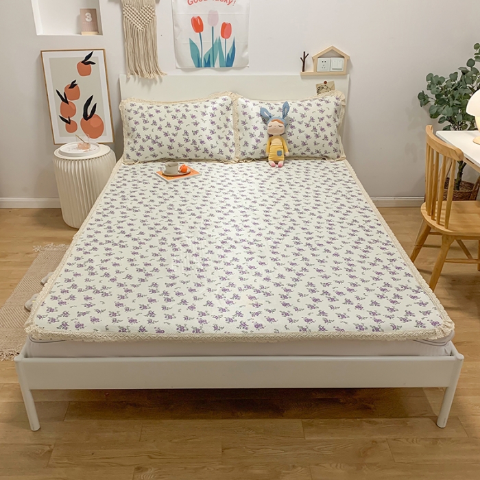 91家纺网 家纺一手货源 找家纺 慕尚家纺 2025新款小碎花款凉席（一图） 温情紫花