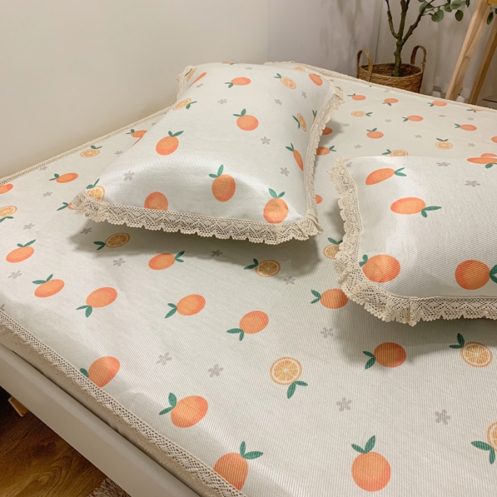 91家纺网 家纺一手货源 找家纺 慕尚家纺 2025新款小碎花款凉席（一图） 夏日橙恋