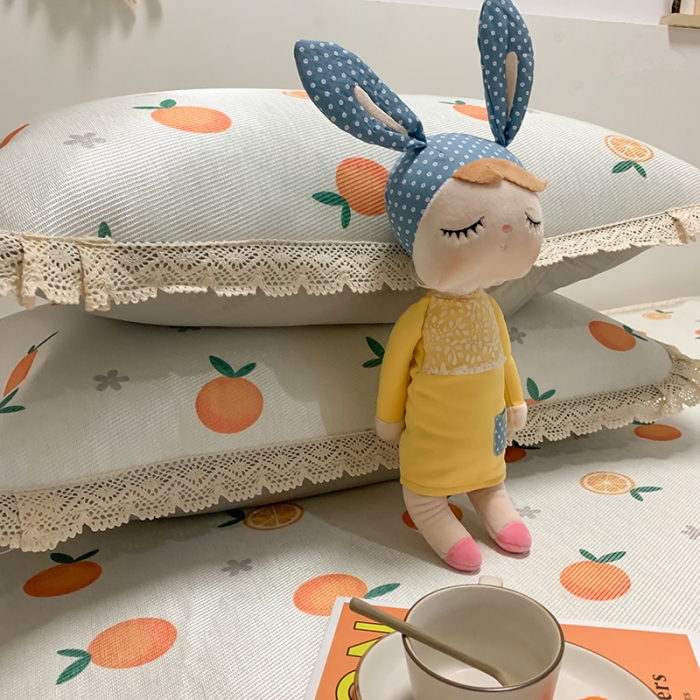 91家纺网 家纺一手货源 找家纺 慕尚家纺 2025新款小碎花款凉席（一图） 夏日橙恋