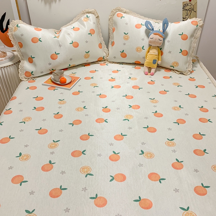 91家纺网 家纺一手货源 找家纺 慕尚家纺 2025新款小碎花款凉席（一图） 夏日橙恋