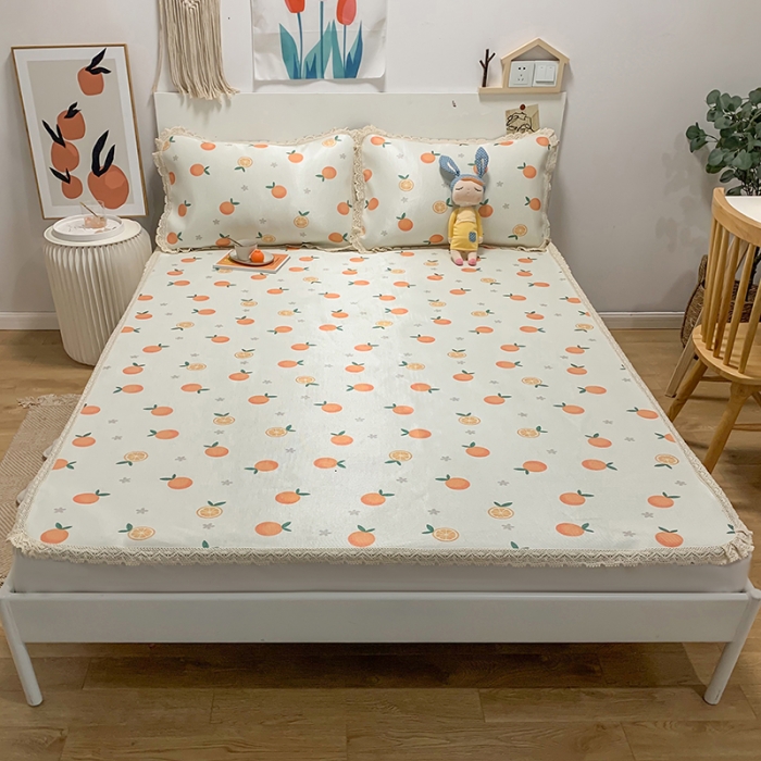 91家纺网 家纺一手货源 找家纺 慕尚家纺 2025新款小碎花款凉席（一图） 夏日橙恋