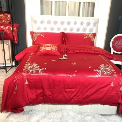 91家纺网 家纺一手货源 找家纺 （总）玖玖爱 2021新款100支婚庆绣花四件套