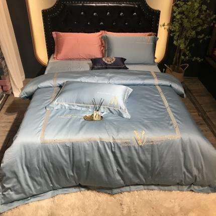 91家纺网 家纺一手货源 找家纺 玖玖爱 2021新款100支长绒棉邂逅路易系列 宾利蓝