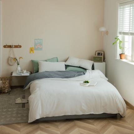 91家纺网 家纺一手货源 找家纺 （总）华超针织 2021新款天竺棉纯色双拼四件套