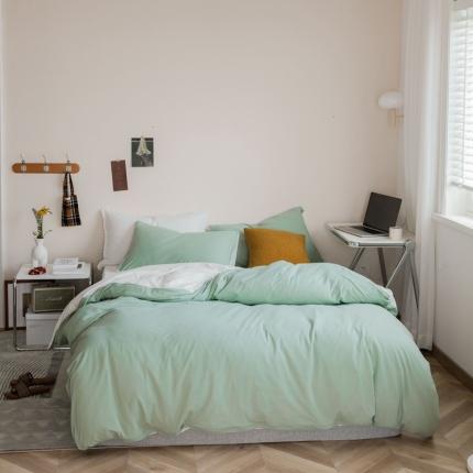 91家纺网 家纺一手货源 找家纺 （总）华超针织 2021新款天竺棉纯色双拼四件套