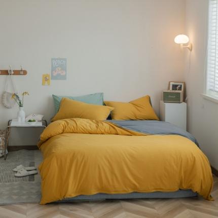 91家纺网 家纺一手货源 找家纺 （总）华超针织 2021新款天竺棉纯色双拼四件套