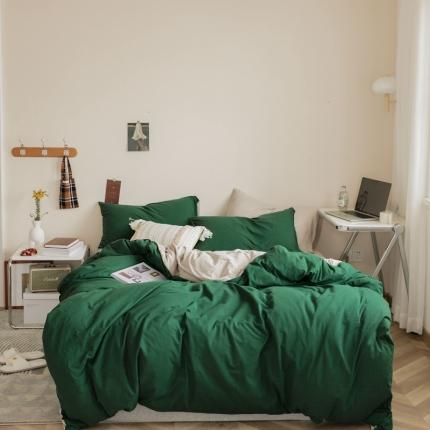 91家纺网 家纺一手货源 找家纺 （总）华超针织 2021新款天竺棉纯色双拼四件套