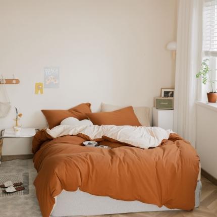 91家纺网 家纺一手货源 找家纺 （总）华超针织 2021新款天竺棉纯色双拼四件套