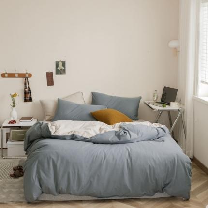 91家纺网 家纺一手货源 找家纺 （总）华超针织 2021新款天竺棉纯色双拼四件套