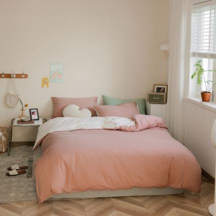 91家纺网 家纺一手货源 找家纺 （总）华超针织 2021新款天竺棉纯色双拼四件套