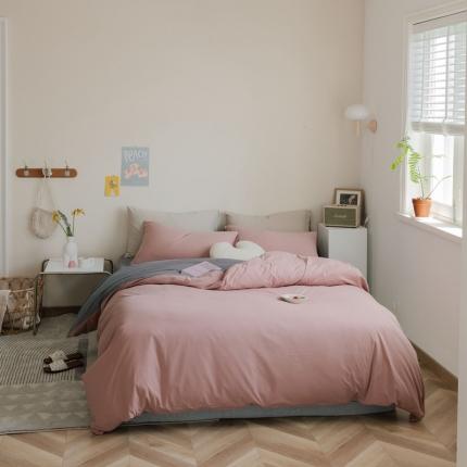 91家纺网 家纺一手货源 找家纺 （总）华超针织 2021新款天竺棉纯色双拼四件套