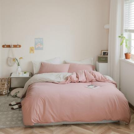 91家纺网 家纺一手货源 找家纺 （总）华超针织 2021新款天竺棉纯色双拼四件套