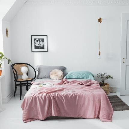 91家纺网 家纺一手货源 找家纺 丽笙 2021新款60兰精天丝素色刺绣系列夏被 珊瑚粉