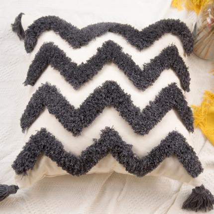 91家纺网 家纺一手货源 找家纺 恋佳 2020新款全棉簇绒绣抱枕套 波浪黑