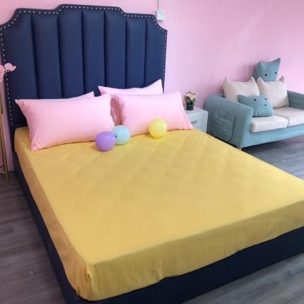 丝莱尔  新款纯色拉舍尔棉床笠单床笠可定制尺寸 黄色