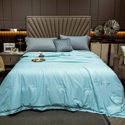 91家纺网 家纺一手货源 找家纺 佰亿莱 2024新款大豆纤维夏被 梦幻蓝