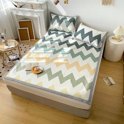 91家纺网 家纺一手货源 找家纺 （总）懒猫 2021新款宽边圆网冰丝凉席三件套