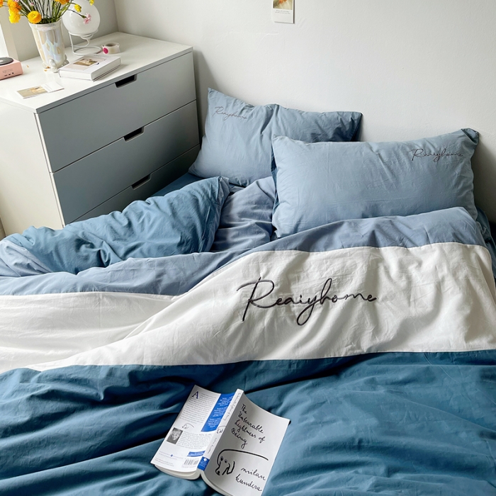 91家纺网 家纺一手货源 找家纺 蓝巢家纺 2021新款全棉水洗棉四件套早安系列 早安宾利蓝