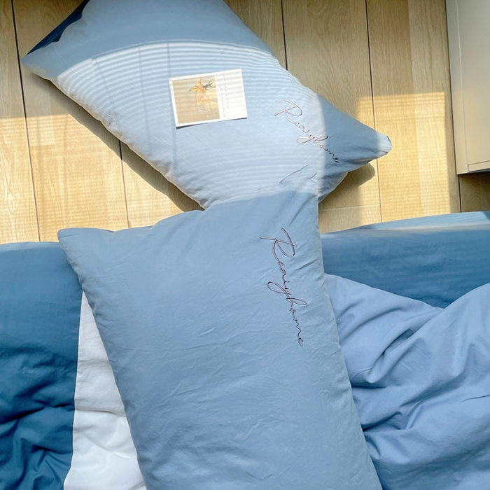 91家纺网 家纺一手货源 找家纺 蓝巢家纺 2021新款全棉水洗棉四件套早安系列 早安宾利蓝