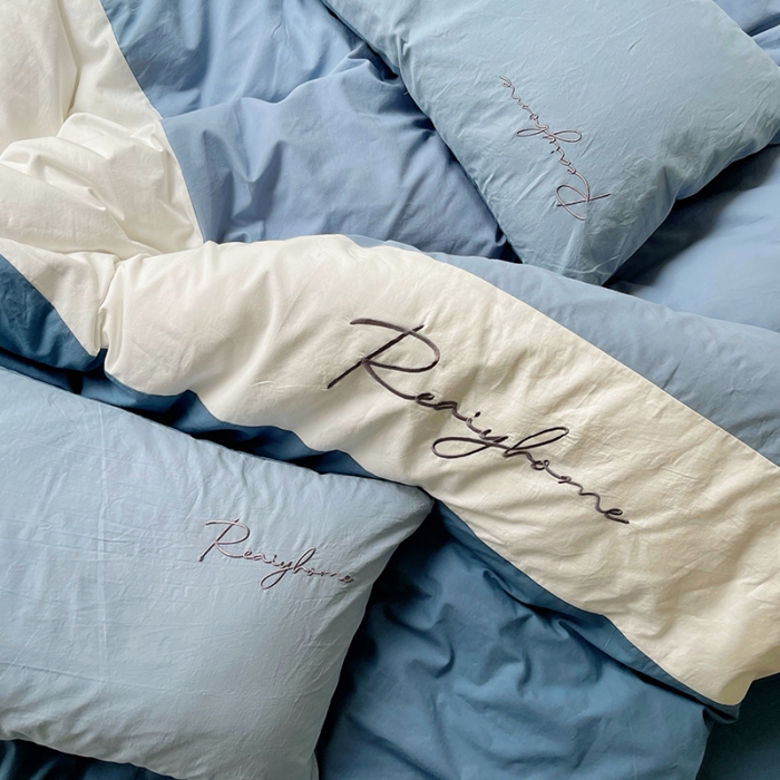 91家纺网 家纺一手货源 找家纺 蓝巢家纺 2021新款全棉水洗棉四件套早安系列 早安宾利蓝