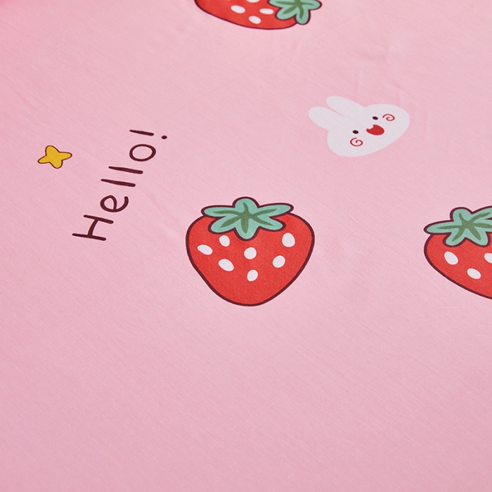 91家纺网 家纺一手货源 找家纺 十个点 2021新款弯边床裙 草莓果儿-粉