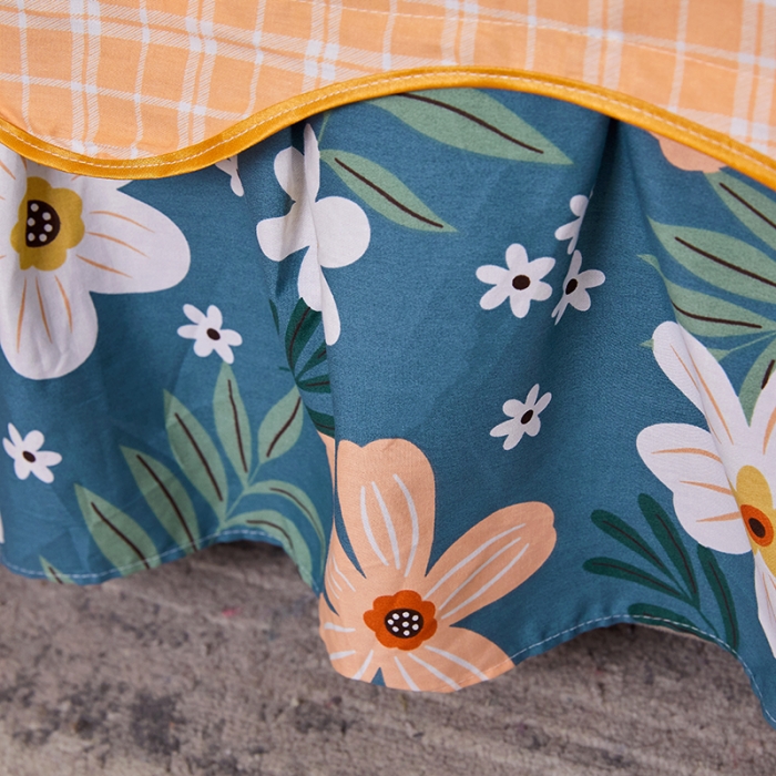 91家纺网 家纺一手货源 找家纺 十个点 2021新款弯边床裙花园假期-绿