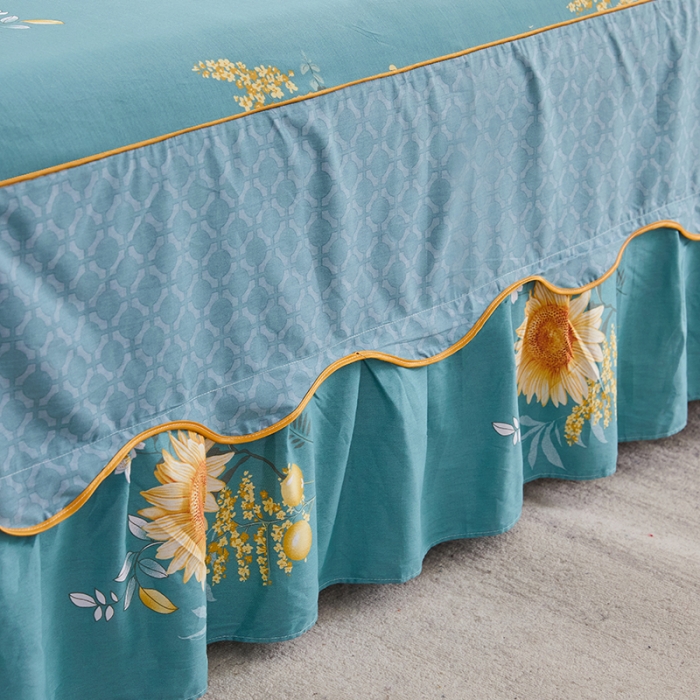 91家纺网 家纺一手货源 找家纺 十个点 2021新款弯边床裙浪漫飞花-兰