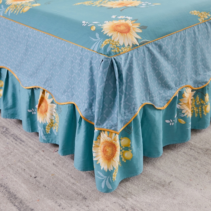 91家纺网 家纺一手货源 找家纺 十个点 2021新款弯边床裙浪漫飞花-兰