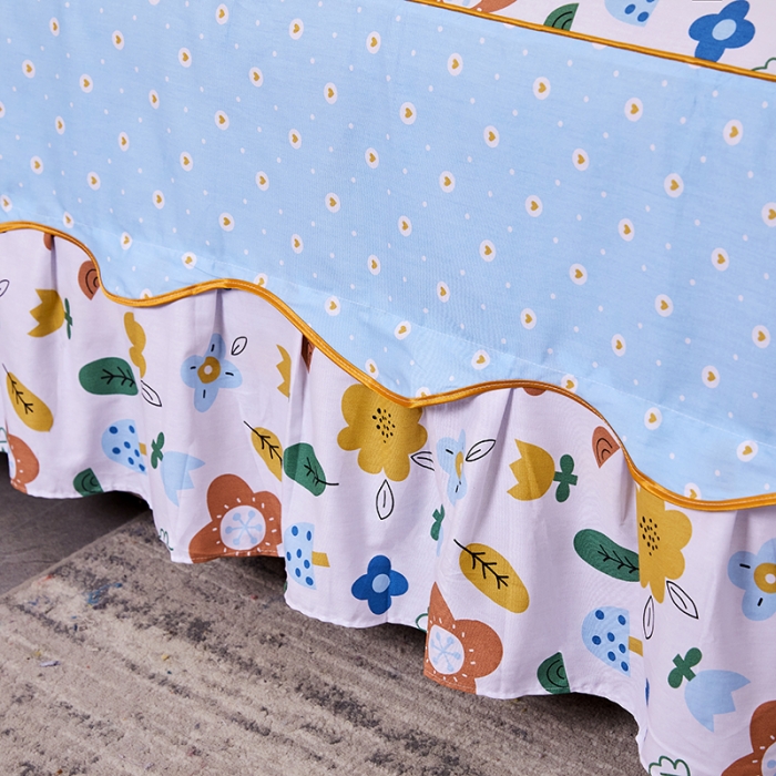 91家纺网 家纺一手货源 找家纺 十个点 2021新款弯边床裙漫步花间-白