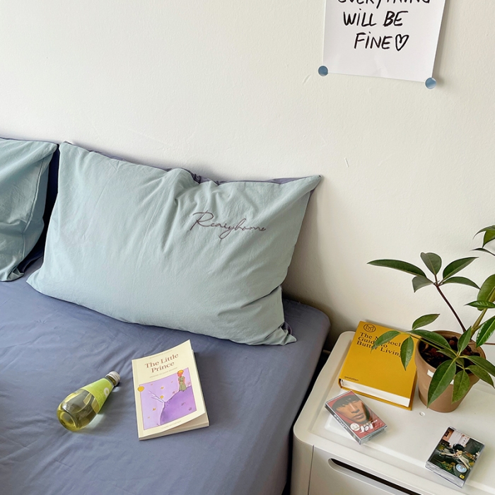 91家纺网 家纺一手货源 找家纺 蓝巢家纺 2021新款全棉水洗棉四件套早安系列 早安紫灰