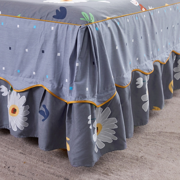 91家纺网 家纺一手货源 找家纺 十个点 2021新款弯边床裙弥香-灰