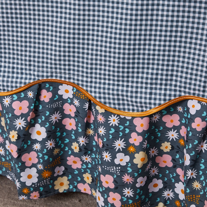 91家纺网 家纺一手货源 找家纺 十个点 2021新款弯边床裙 轻舞含香-蓝