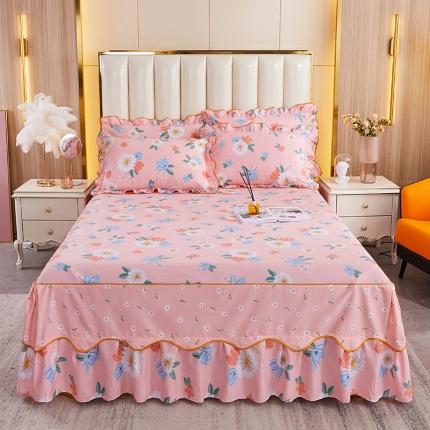 91家纺网 家纺一手货源 找家纺 十个点 2021新款弯边床裙 玉香妃-粉