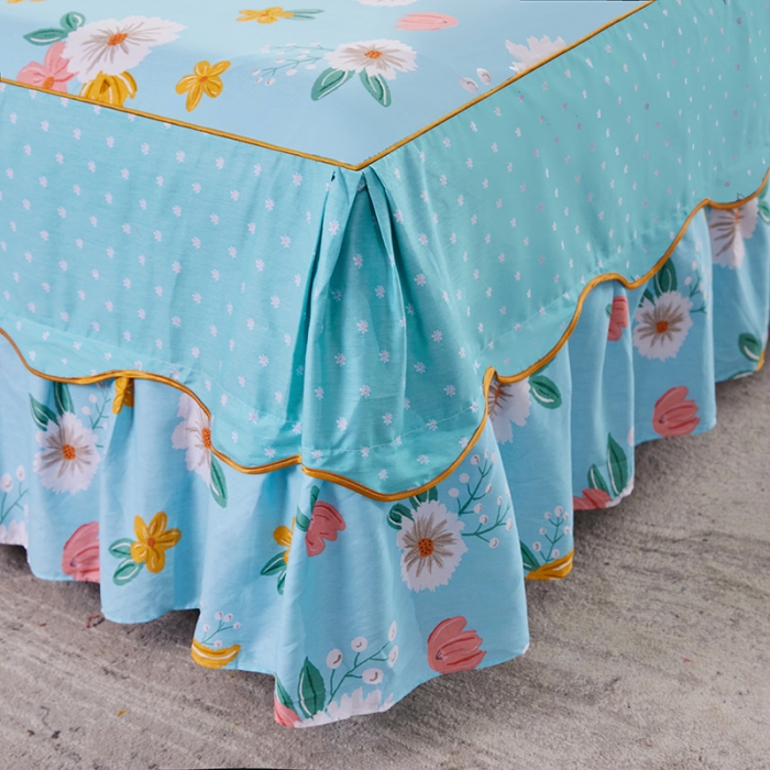 91家纺网 家纺一手货源 找家纺 十个点 2021新款弯边床裙 玉香妃-蓝