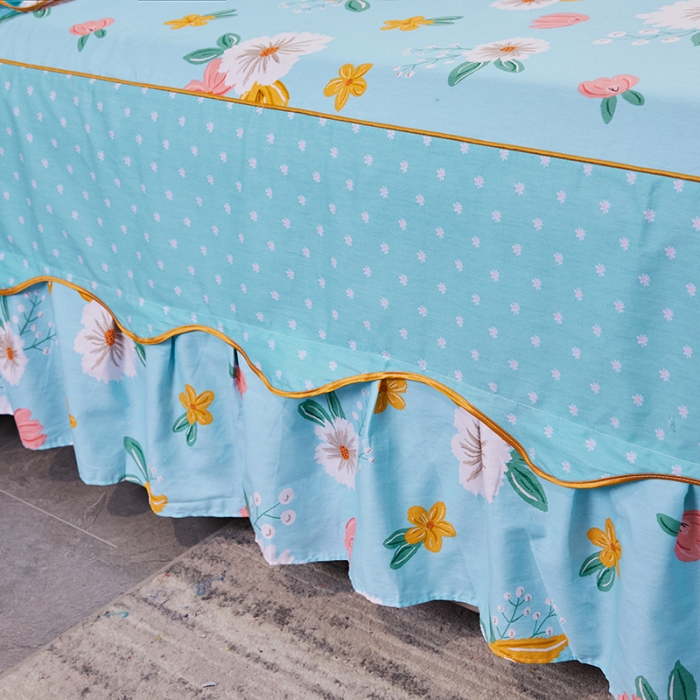 91家纺网 家纺一手货源 找家纺 十个点 2021新款弯边床裙 玉香妃-蓝