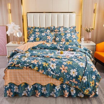 91家纺网 家纺一手货源 找家纺 （总）十个点 2021新款弯边床裙四件套