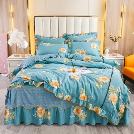 91家纺网 家纺一手货源 找家纺 （总）十个点 2021新款弯边床裙四件套