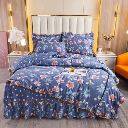 91家纺网 家纺一手货源 找家纺 （总）十个点 2021新款弯边床裙四件套