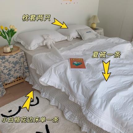 91家纺网 家纺一手货源 找家纺 （总）六巷胡同2022新品ins格子混搭雪纺纱夏被四件套