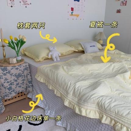 91家纺网 家纺一手货源 找家纺 （总）六巷胡同2022新品ins格子混搭雪纺纱夏被四件套