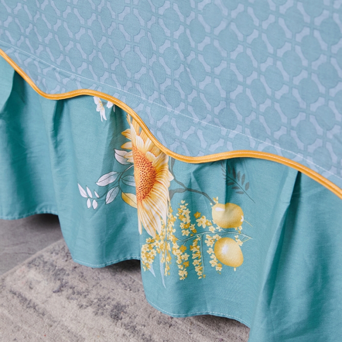 91家纺网 家纺一手货源 找家纺 十个点 2021新款弯边床裙四件套 浪漫飞花-兰