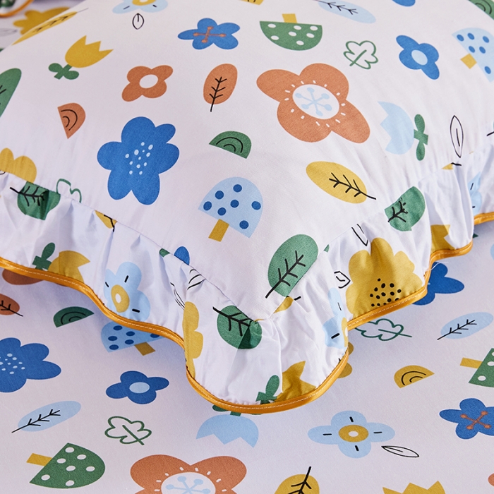 91家纺网 家纺一手货源 找家纺 十个点 2021新款弯边床裙四件套 漫步花间-白