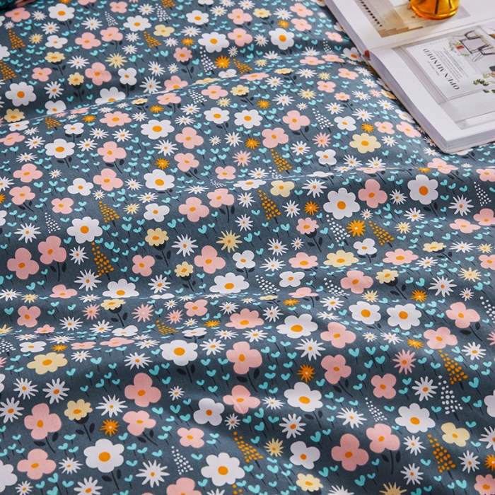 91家纺网 家纺一手货源 找家纺 十个点 2021新款弯边床裙四件套 轻舞含香-蓝