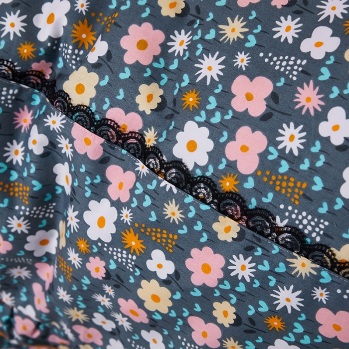 91家纺网 家纺一手货源 找家纺 十个点 2021新款弯边床裙四件套 轻舞含香-蓝